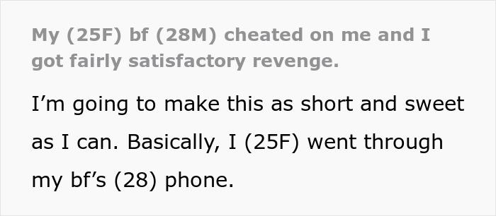 Text excerpt about a girlfriend&rsquo;s revenge after boyfriend plans to leave her for someone else, ensuring he ends up alone.