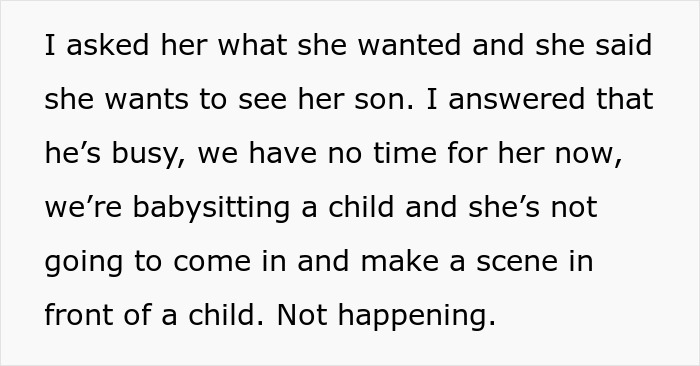 Text excerpt from a story about a homophobic MIL causing trouble involving a fake cop and a real police officer.