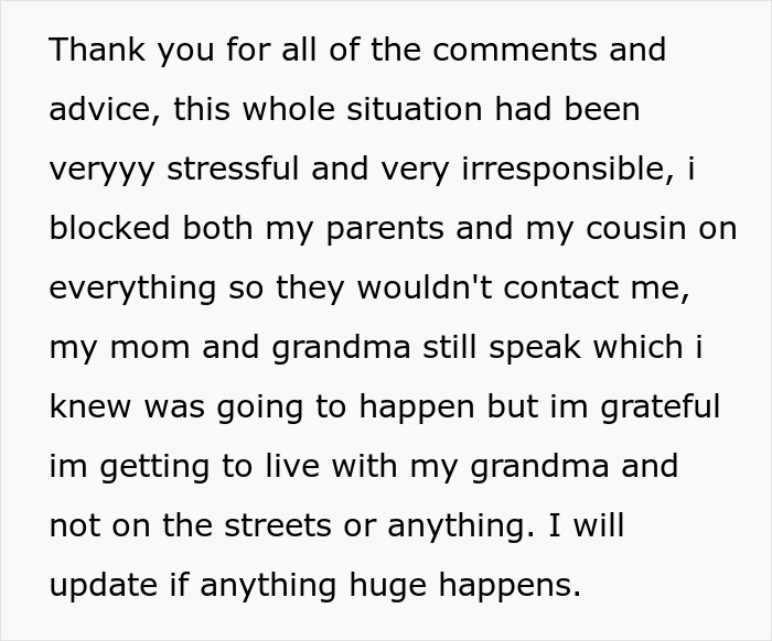 As repetidas mentiras e roubos da prima empurram adolescente para fora da casa dos pais e ela corta todo contato