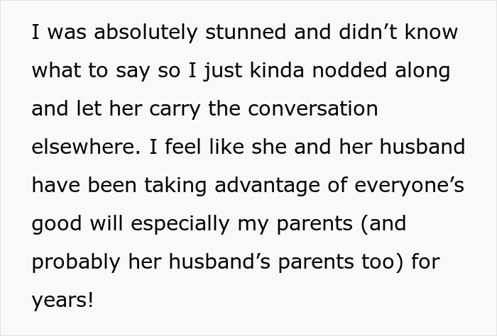 Couple Cry Poor For Years, But Expect Lavish $500 Gifts And Expenses Paid, Sis Finds Out The Truth