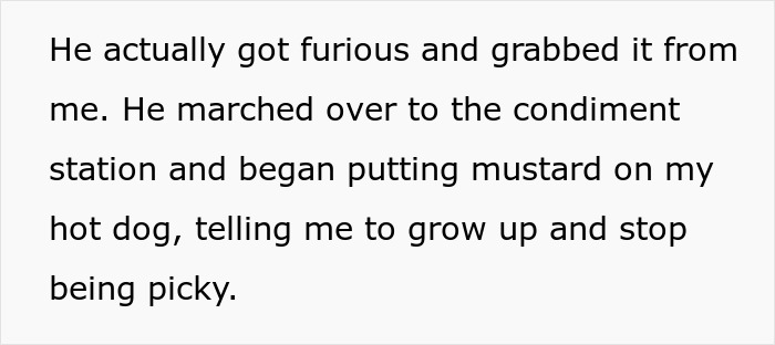 Text describing a man&rsquo;s outburst over his wife not liking mustard, revealing deeper relationship issues beyond the condiment.
