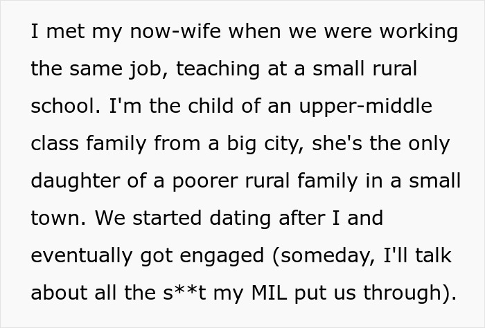 Text excerpt describing a toxic MIL causing problems after moving into daughter's home, refusing to leave.