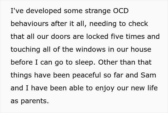 Text describing OCD behaviors after SIL feeds info to unstable ex, pregnant woman cuts off contact revealing a scary truth.