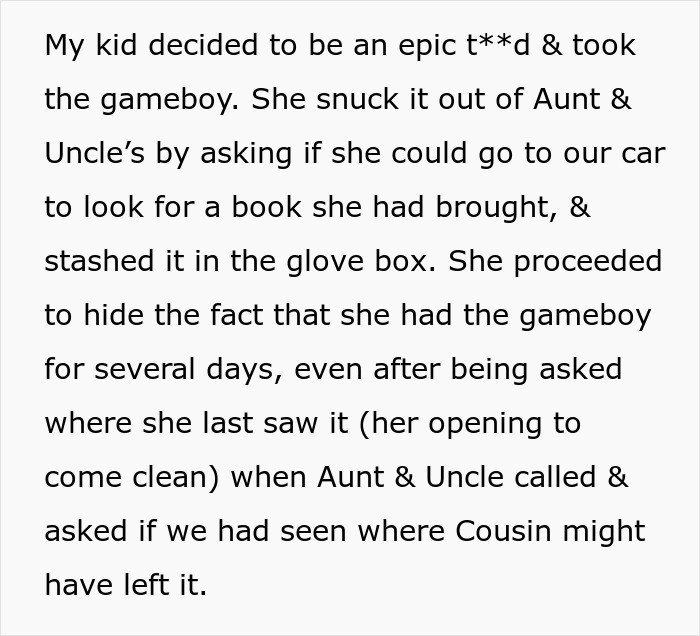 &ldquo;Entitled&rdquo; 10YO Steals Cousin&rsquo;s Game Boy, Mom Decides To Teach Her A Painful Life Lesson