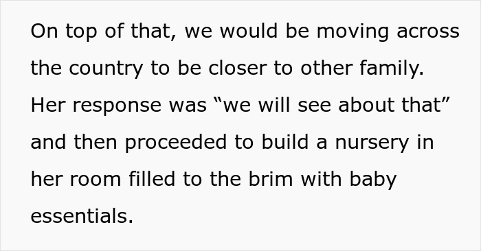 Text describing a shocking and creepy mom&rsquo;s behavior building a nursery filled with baby essentials, causing fear.