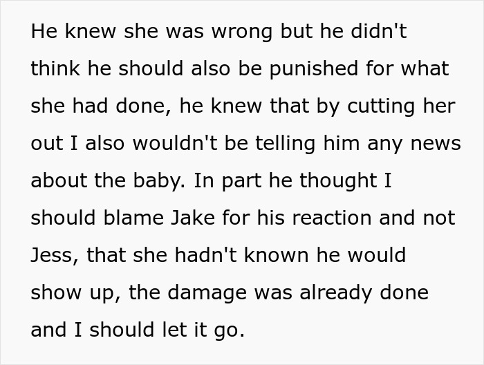 Text excerpt discussing SIL feeding information to unstable ex and pregnant woman cutting off communication to protect the baby.