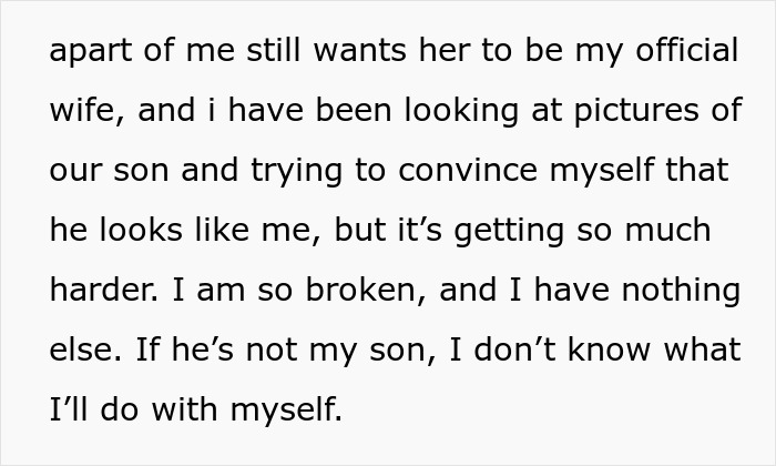 A text block describing a dad's emotional struggle, looking at son's pictures, wondering about fatherhood, and his role as dad or uncle. A text block describing a dad's emotional struggle, looking at son's pictures, wondering about fatherhood, and his role as dad or uncle.