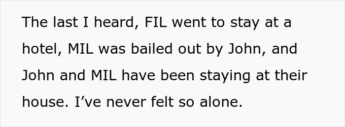 A screenshot of text detailing a family dinner dispute aftermath, referencing a controlling MIL and baby name conflict.