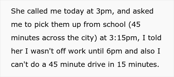 Text message about a single mom expecting her friend to drop work and pick up autistic kid from school.