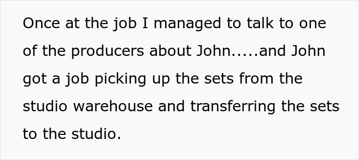 Text describing how a guy helped an overworked and underpaid friend by securing a new job opportunity.