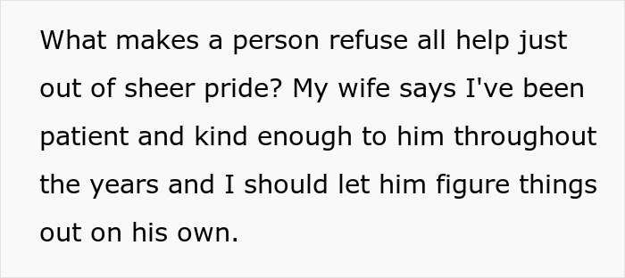 Text showing a person reflecting on pride and their best friend working as a server but refusing to ask for money. Text showing a person reflecting on pride and their best friend working as a server but refusing to ask for money.