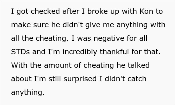 Text discussing a woman facing karma after cheating with sister&rsquo;s baby daddy and her reaction when he cheats on her too.
