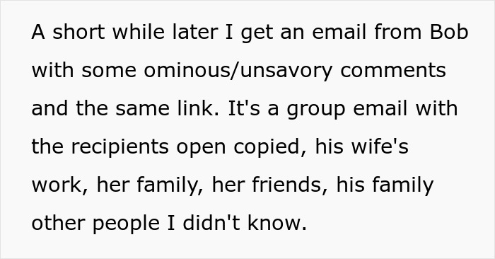Email screenshot showing a group message with ominous comments about wife getting cheeky on husband’s PC, unaware of recording. Email screenshot showing a group message with ominous comments about wife getting cheeky on husband’s PC, unaware of recording.