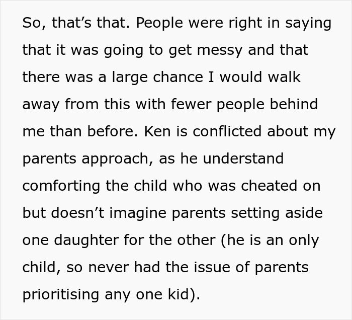 Text excerpt about woman accused of sleeping with sister&rsquo;s fianc&eacute;, family conflict, and emotional challenges.