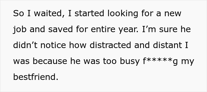 Text from a screen revealing shocking details about a husband's affair with his wife's best friend.