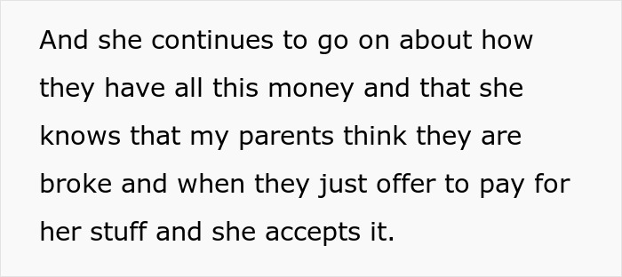 Couple Cry Poor For Years, But Expect Lavish $500 Gifts And Expenses Paid, Sis Finds Out The Truth