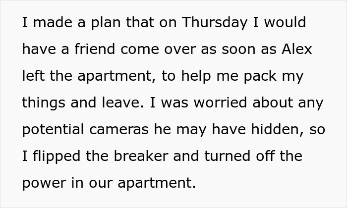 Alt text: Woman suspects dangerous traps set by boyfriend at home and plans to leave after turning off power in the apartment. Alt text: Woman suspects dangerous traps set by boyfriend at home and plans to leave after turning off power in the apartment.