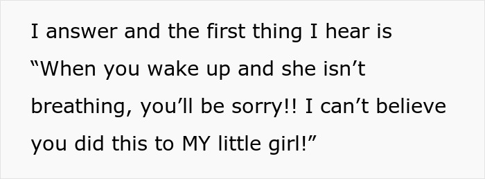 Text on a white background showing a quote about a mom&rsquo;s creepy behavior leaving a woman shocked and trembling over her baby.