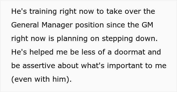 Text excerpt from a woman sharing a crazy story about her mom, describing personal growth and assertiveness.