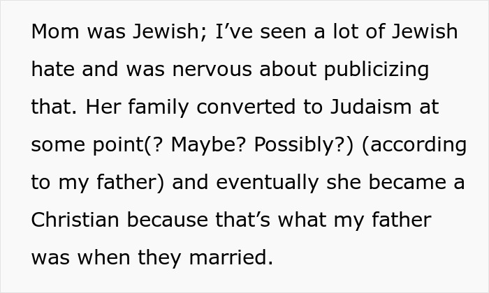 A Reddit post about MIL picks a fight over a baby name. Text describes Mom's religious background and conversions.