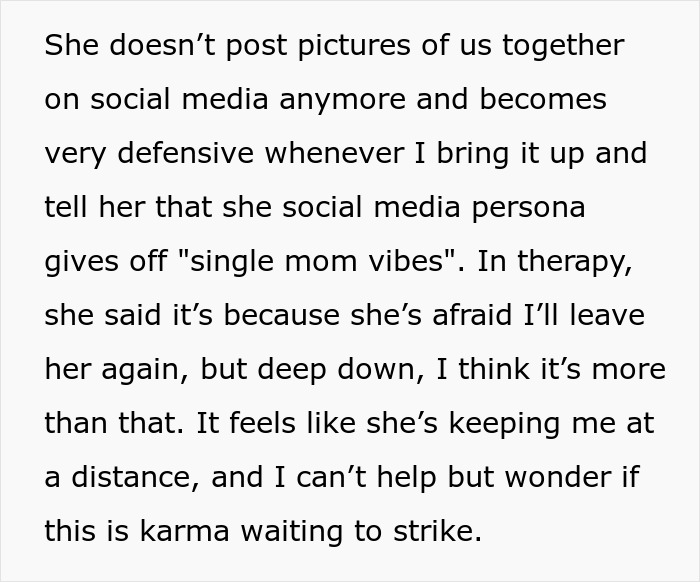 Text message describing a cheater learning a harsh lesson with no sympathy after chasing a fantasy and facing karma.