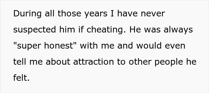 Text from a wife, expressing her shock at finding her husband secret, despite his past honesty.