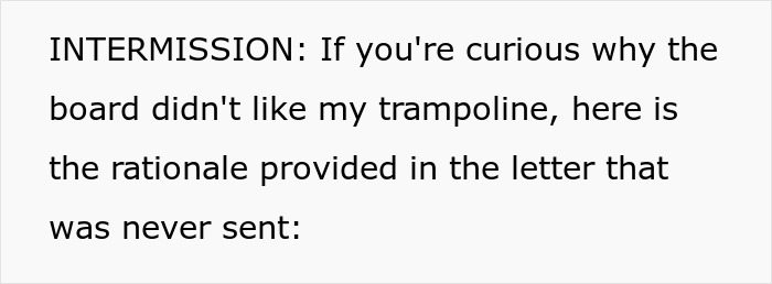 Text explaining HOA demands to remove trampoline and a dad&rsquo;s decision to run for the board in response.