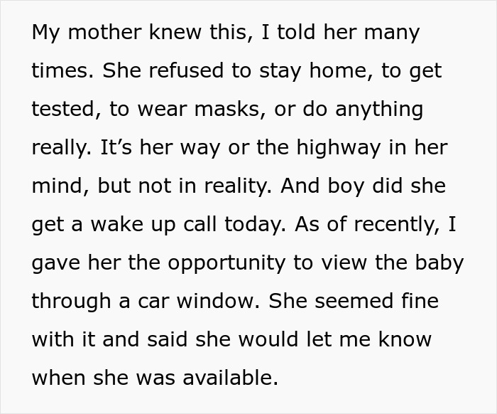 Text showing a woman discussing her mom&rsquo;s creepy behavior and refusal to follow safety measures around her baby.