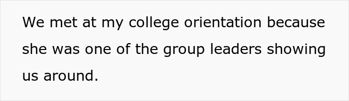 Text about meeting girlfriend during college orientation as group leader