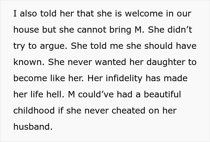 Text discussing a mom pushing daughter to protect her friendship despite a best friend&rsquo;s betrayal and cheating past.