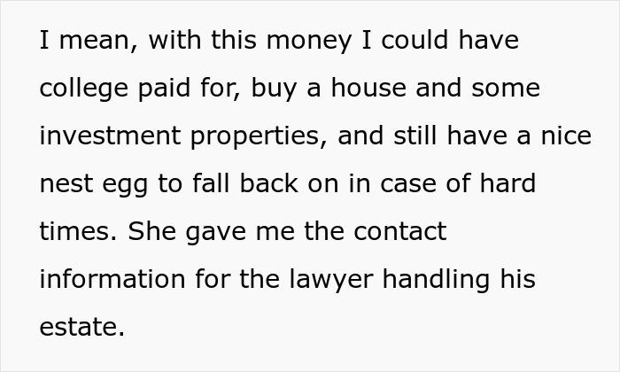 Text discussing inheritance from estranged dad to daughter and stepmom demanding equal share of estate.