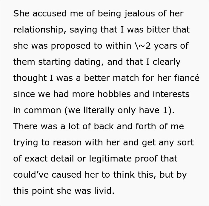Text excerpt discussing a woman accused of sleeping with her sister&rsquo;s fianc&eacute; and family conflict over the issue.