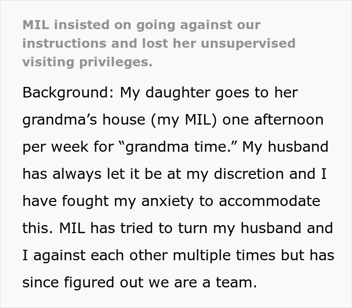 A captura de tela de texto detalha a perda de privilégios de visita não supervisionada da MIL após ignorar as instruções. Drama familiar e sem bater.