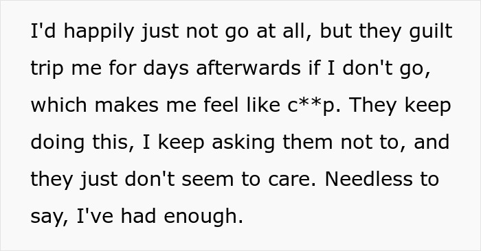 A text box describing a user's frustration, leading to a decision to quit the marriage.