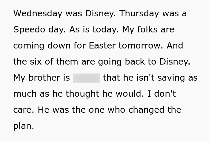 Text excerpt showing a man making family as uncomfortable as possible after they refuse to leave his house.