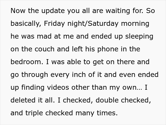 Text message update about a boyfriend planning to leave his girlfriend, who makes sure he ends up with nobody.