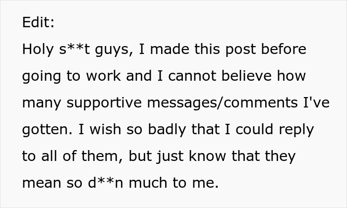 A Reddit post update by a sister thanking people for supportive comments about letting her scared brother sleep in her bed.