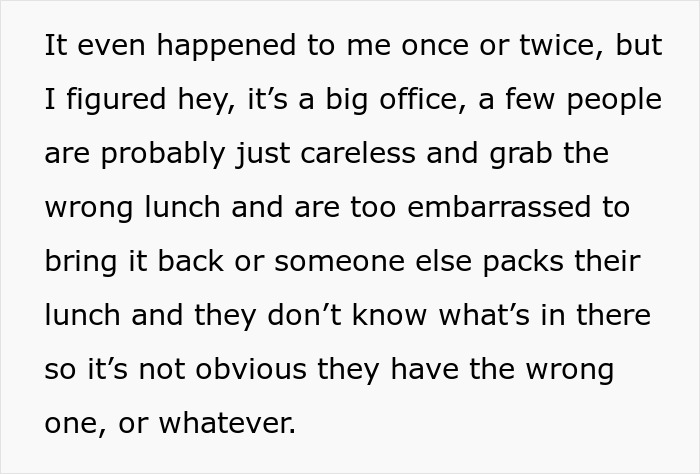 HR Refuses To Get Involved With Lunch Thief Issue Until Man Cleverly Uses HR Person's Food As Bait