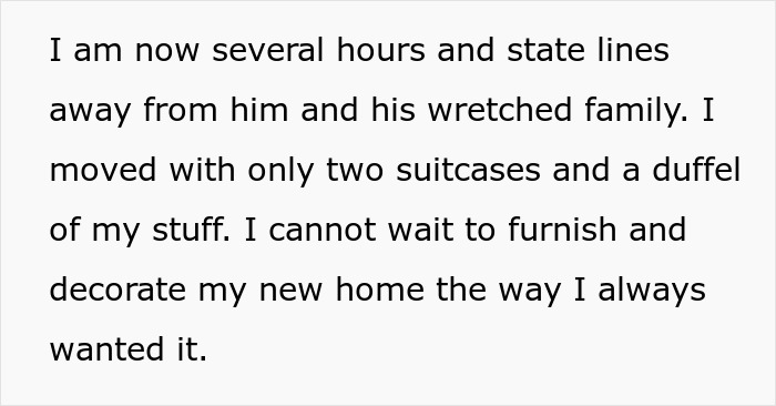 Text excerpt from a personal story describing moving away from a family after a man's outburst about mustard.