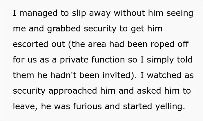 Text excerpt describing a pregnant woman cutting off an unstable ex after SIL keeps feeding him information.