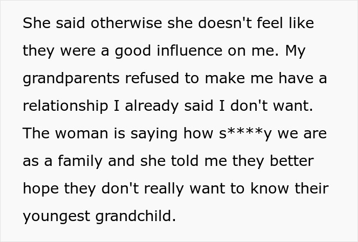 Text excerpt discussing family tensions and refusal to accept a relationship involving a pregnant woman and ex&rsquo;s teen son.