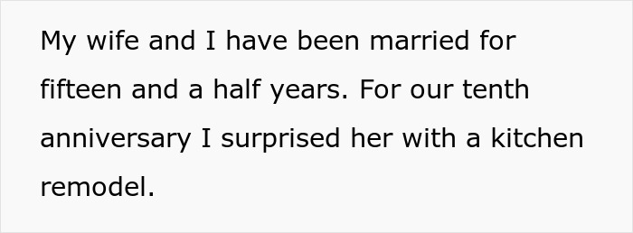 Text describing a husband tired of cabinets slamming for years and his wife upset after he uses superglue and rubber to fix the issue.