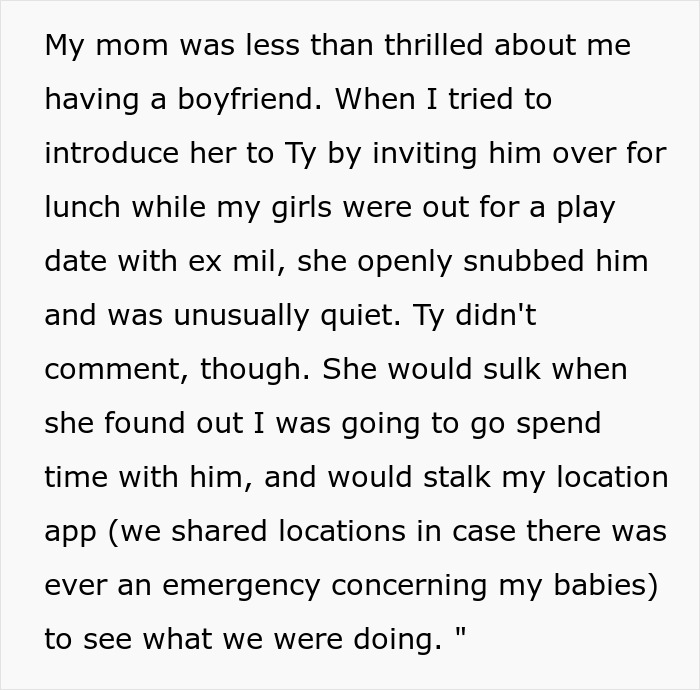 Alt text: Woman shares a crazy story about her mom’s reaction to her boyfriend and controlling behavior.