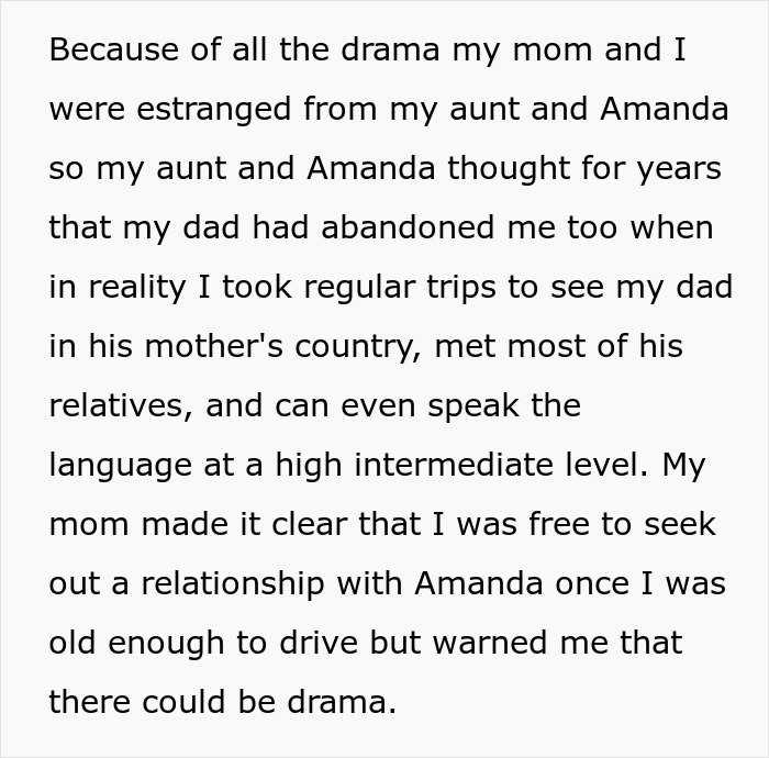 Text excerpt describing a confusing and wild family dynamic involving drama over DNA tests and child support disputes.