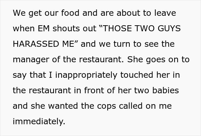 Text describing a restaurant incident involving an entitled mom assuming a random guy will buy her kids food.