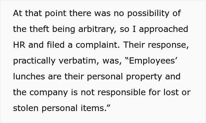 HR Refuses To Get Involved With Lunch Thief Issue Until Man Cleverly Uses HR Person's Food As Bait