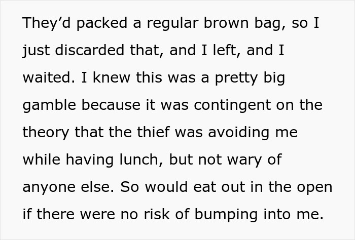 HR Refuses To Get Involved With Lunch Thief Issue Until Man Cleverly Uses HR Person's Food As Bait