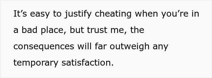 Text emphasizing that cheating causes severe consequences that outweigh any temporary satisfaction in difficult times.