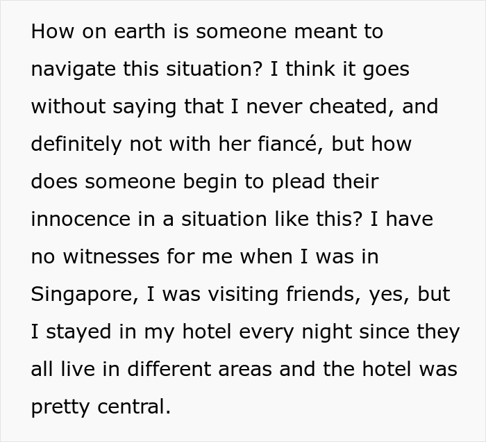 Text excerpt showing a woman accused of sleeping with sister&rsquo;s fianc&eacute;, struggling to prove her innocence amid family doubts.