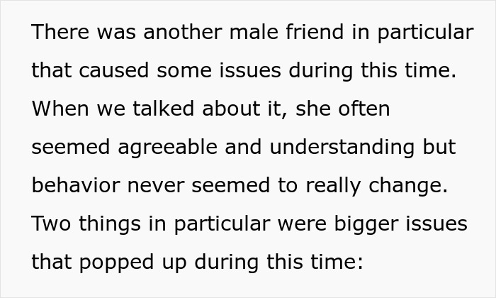 Text about a wife's male coworker causing issues, her agreeable but unchanged behavior, and big issues. Man snoops on her phone.